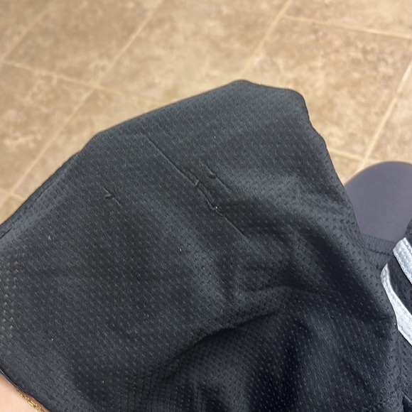 Adidas Black Mesh Running Shorts With White Stripes Size Small - Picture 3 of 3